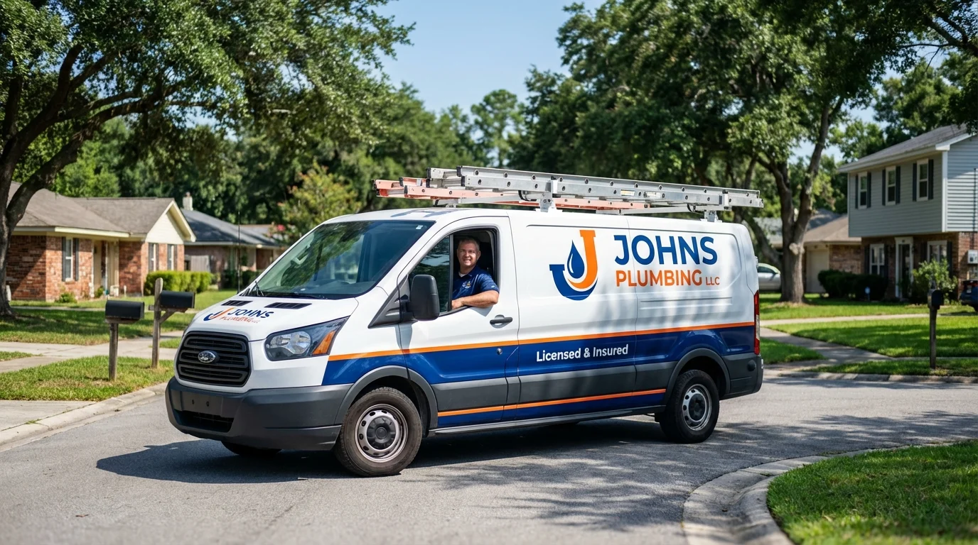 Johns Plumbing LLC service van in Belmond, IA